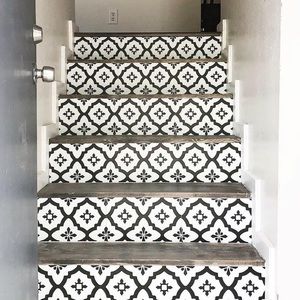 NEW Wall‎ Pops 6.5 in. x 144 in. Midnight  Tile Stair Decal